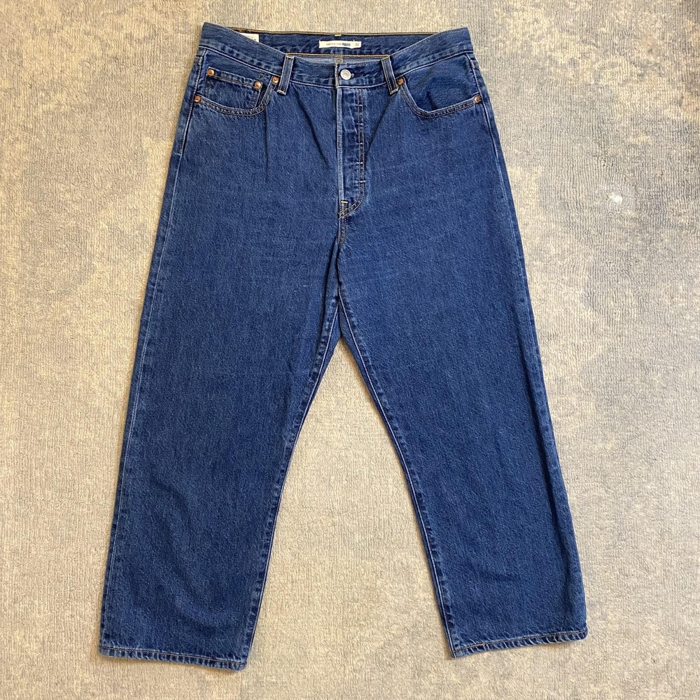 Levis Ribcage Straight Jeans Womens 32 Medium Wash Blue High Rise Denim Pants